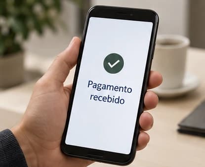 Celular com a confirmação de pagamento recebido